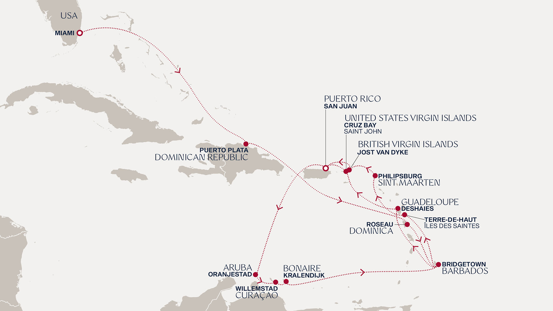 An Extended Journey through Caribbean Echoes, Balmy Breezes & Emerald Landscapes Itinerary Map